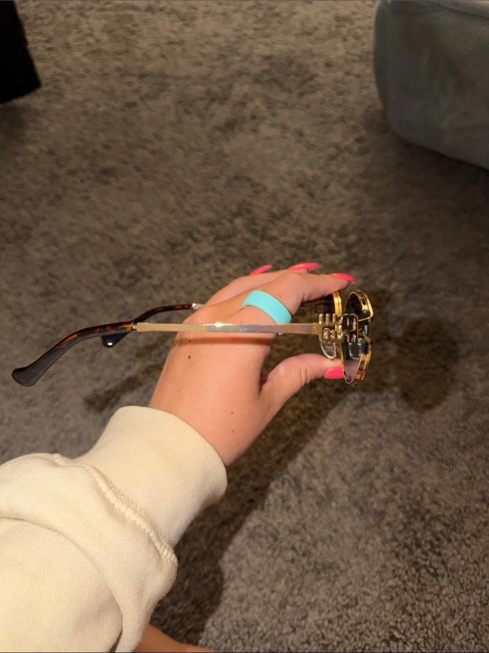 Gold Frame Black Lens Oval Women's Sunglasses